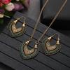 Vintage Ethnic Gold Color Drop Earrings Necklace for Women Heart Shape Statement Earrings Bohemian Rope Wrap Zircon Bijoux