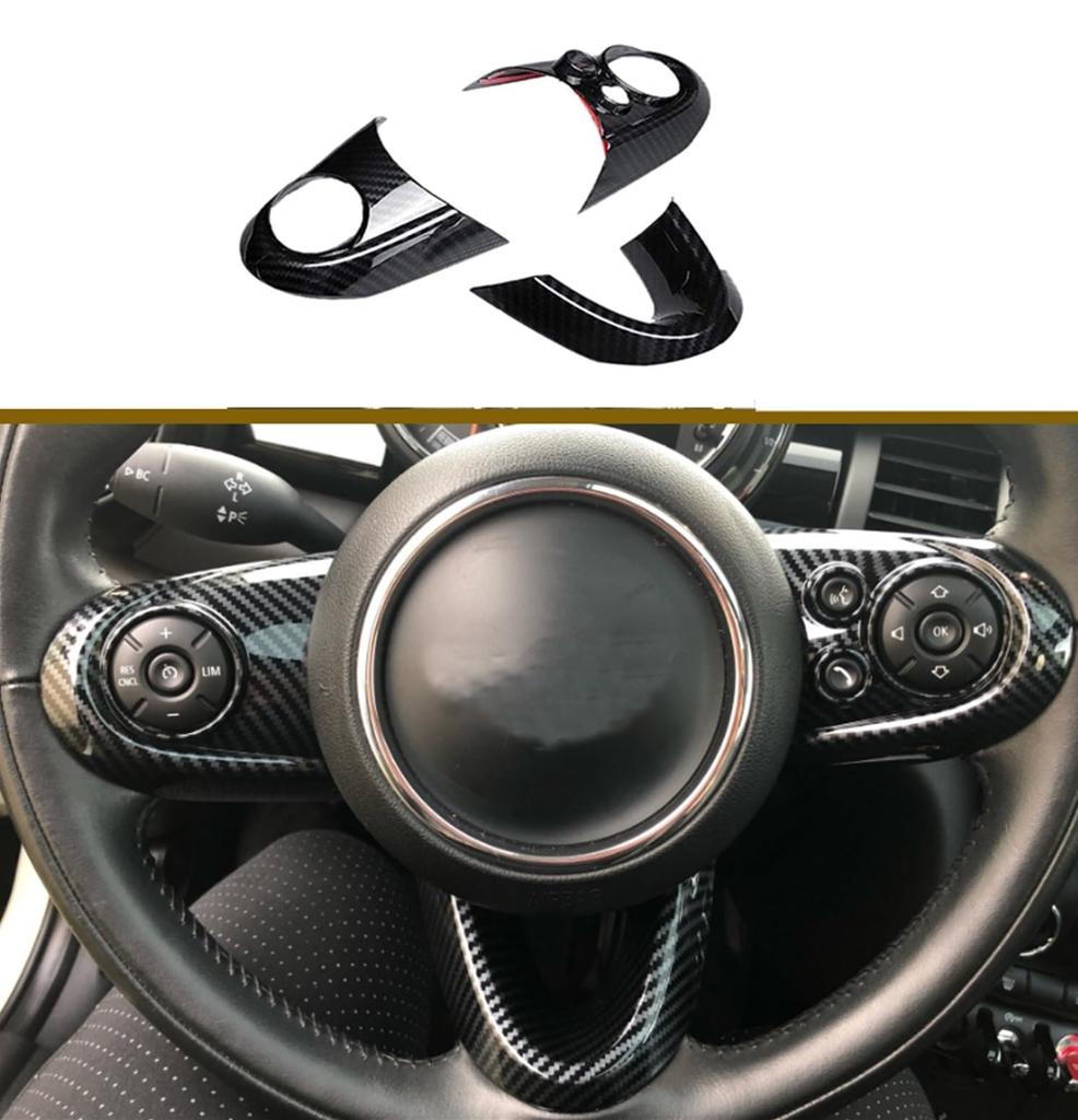 SAGGU Carbon Fiber Steering Wheel Trim Cover for BMW Mini Cooper F54 F55 F56 F57 F60 Style (Color A)