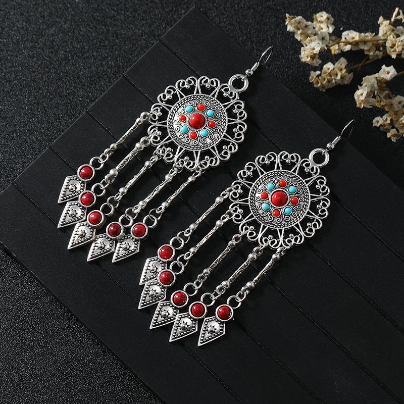 Boucles d'oreilles de niche rétro exotiques pour femmes, longues et personnalisées à franges, boucles d'oreilles au tempérament bohème
