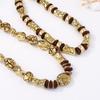European and American Personality Vintage Maillard Geometric Unique Texture CCB Wood Beaded Double Layer Necklace Women