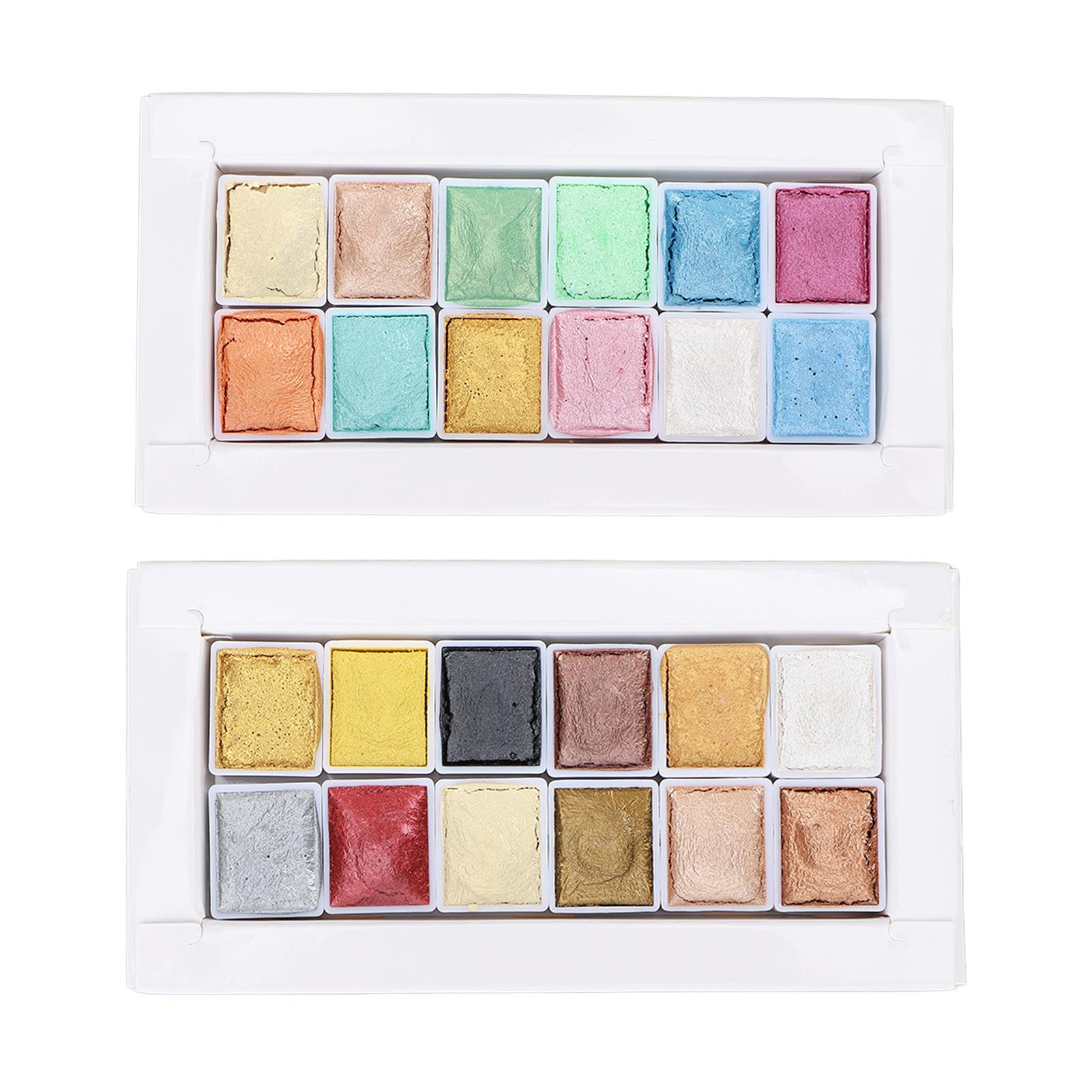 

24 Pcs Watercolor Paint Metallic Macaron Solid Pearlescent Watercolor Paint Set for Painting Nail Art
