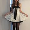 Spring new models, European and American women's clothing, fashionable and elegant socialite style polka dot splicing dress