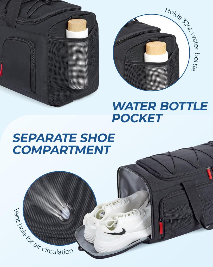 BAGSMART Boston Călătorie Sport Călătorie Sală de Gimnastică Mare Pantofi Școală Apă Umăr Negru Geantă, Geantă, Geantă, Geantă, Geantă, Capacitate, Depozitare, Călătorie, Repelent,