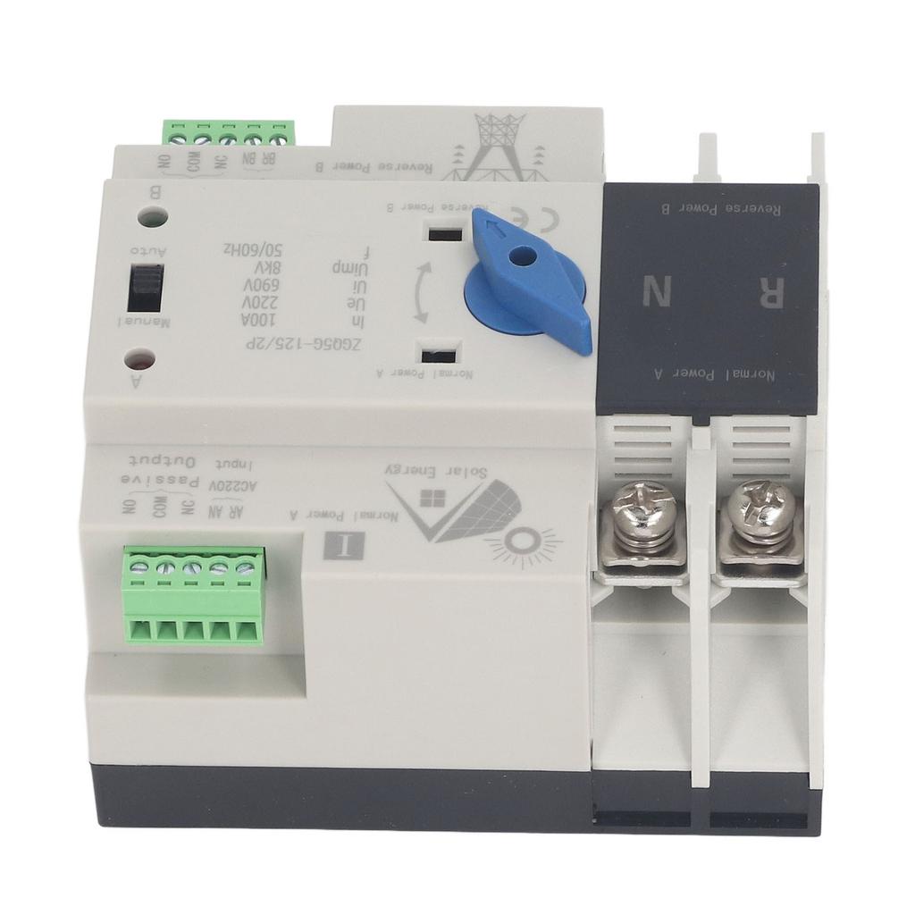 Doppelstromversorgung Automatischer Umschalter 2P 100A Solarisolation Schneller Schaltregler 220V