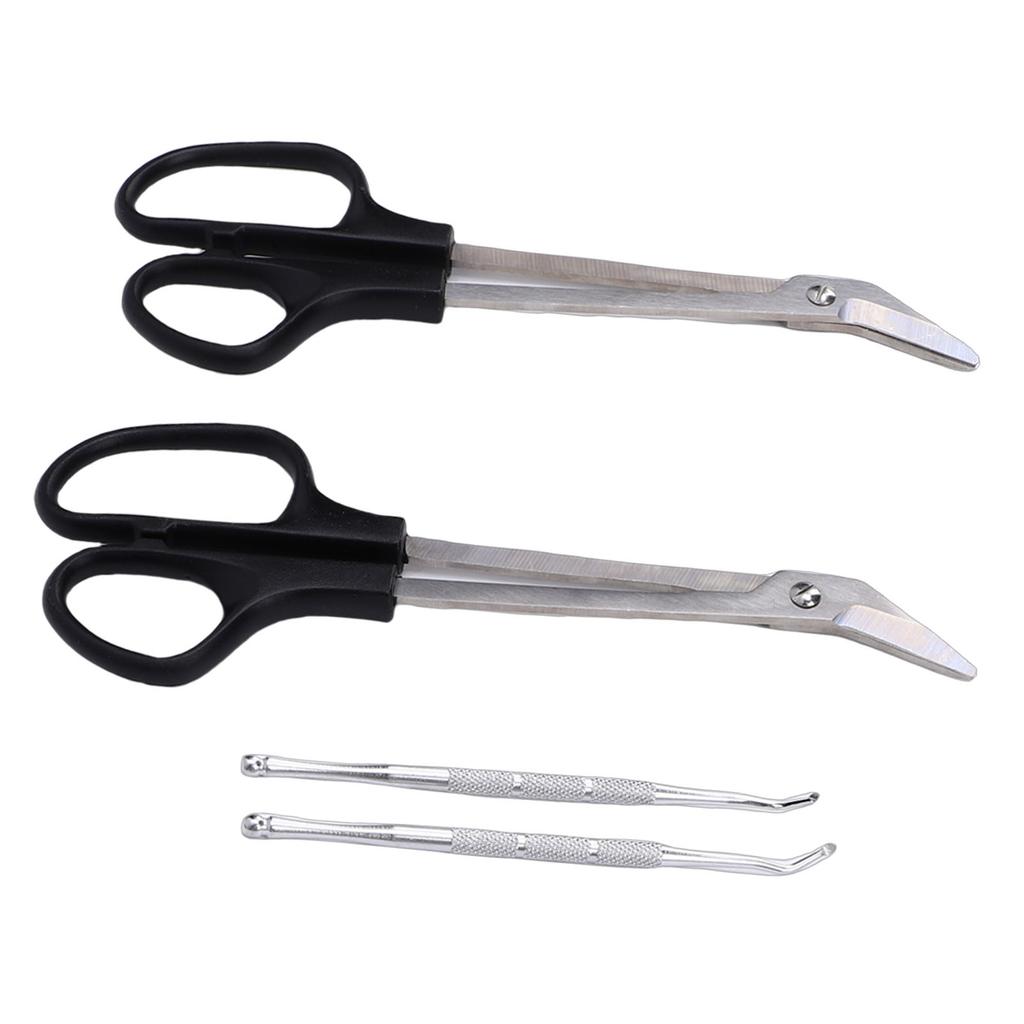 Long Handle Toenail Scissors Stainless Steel Bandage Scissors with Nail Lifters for Salon Home Use