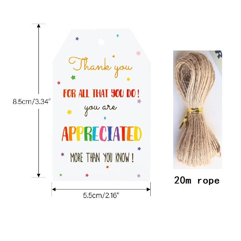 50pcs/100pcs Thank You Party Favors Tags,Thank You Gift Tags with String,Rainbow Thank You Tags, Making My Party So Bright Tags