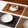 1Pcs Light Luxury Solid Leather Placemat Coffee Brown Pu Table Mat Waterproof Oilproof Heat-Insulated Plate Bowl Pad Table Decor