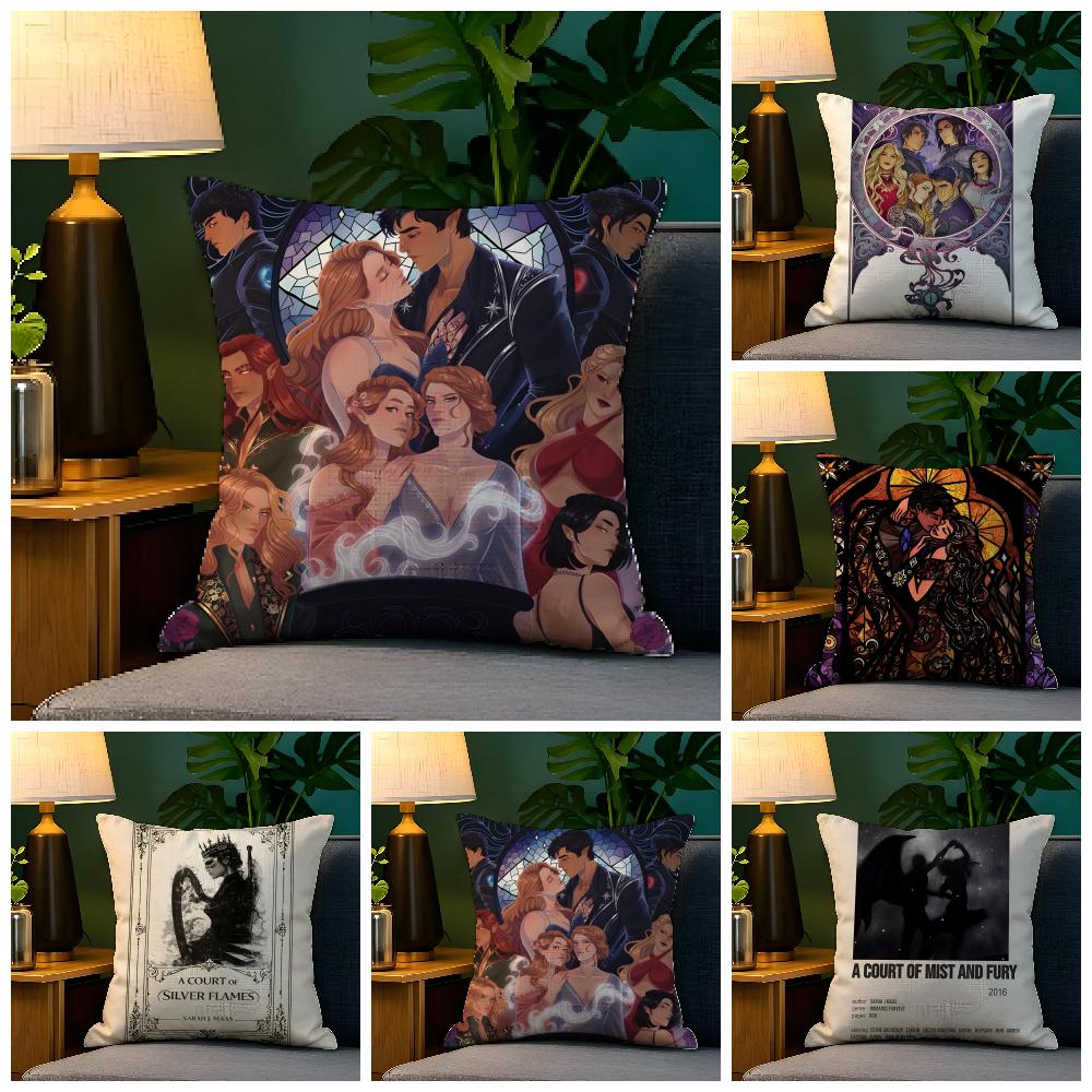 Shunika Chen Unisex Fantasy Novel A-A Court Of Thorns And Roses 1Pillow Case Natural Linen Pillow Case Double-Sided Decor Sofa Pillowcase Home Decor