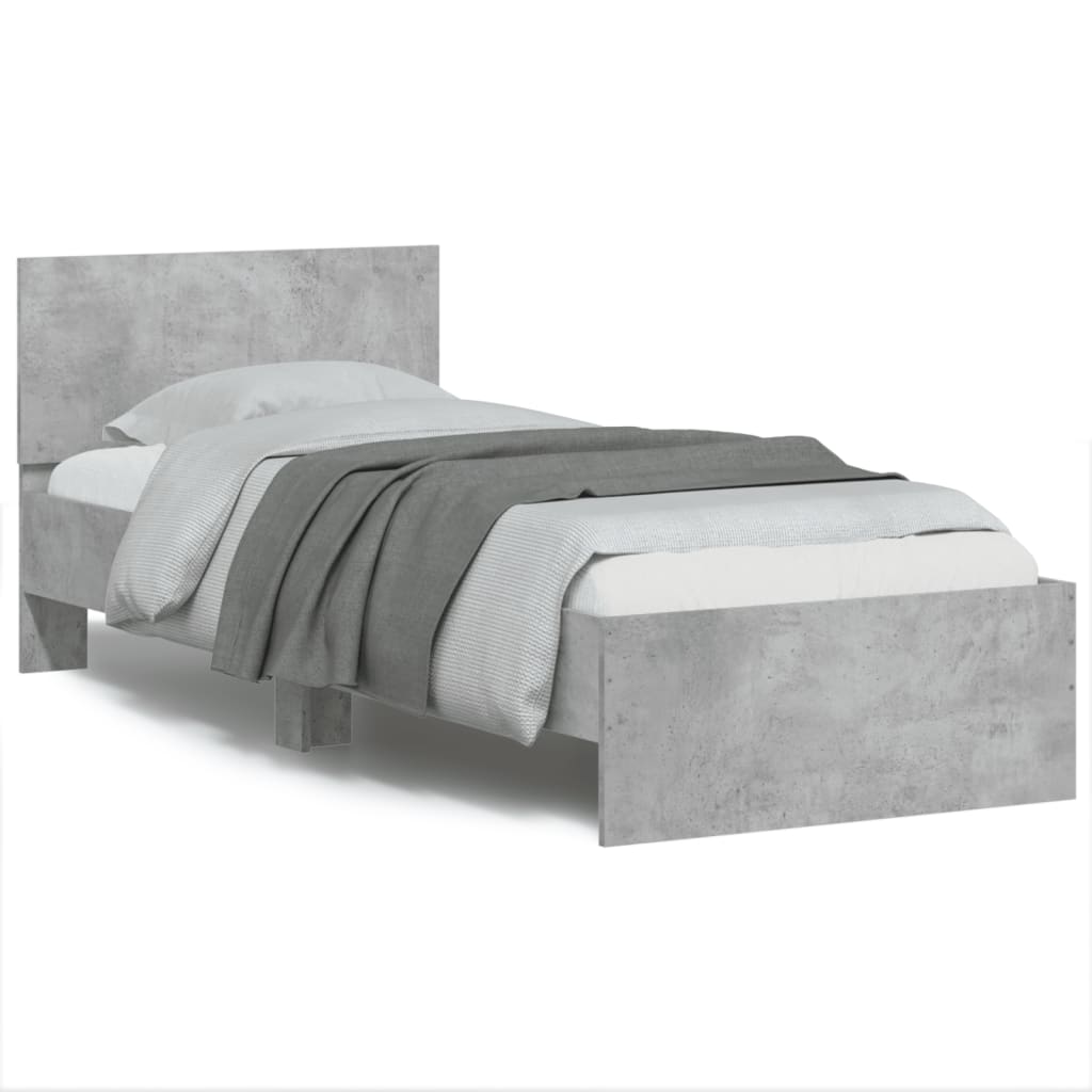Vidaxl Bed Frame with Headboard, Concrete Grey, 75X190 Cm