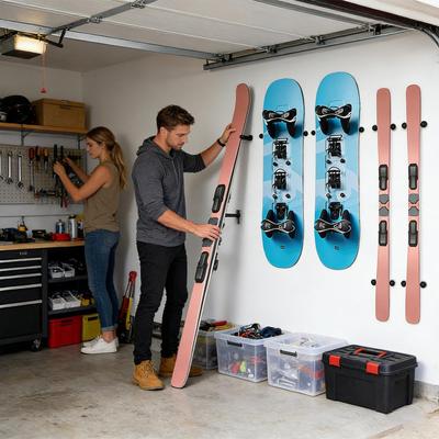 Ski Wall Rack Vertical Snowboard Storage Ski Storage For Garage Store Indoor Display Sports Shop Equipment Gear Skateboard