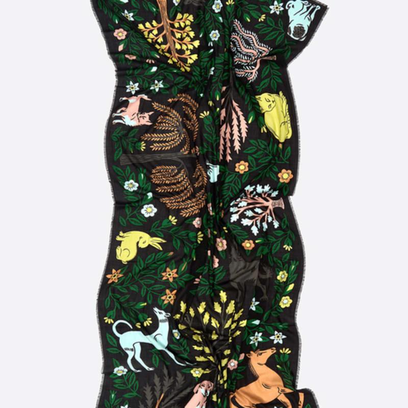 BIMBA Y LOLA Vegetation Animal Black Shawl B256AII004BKF