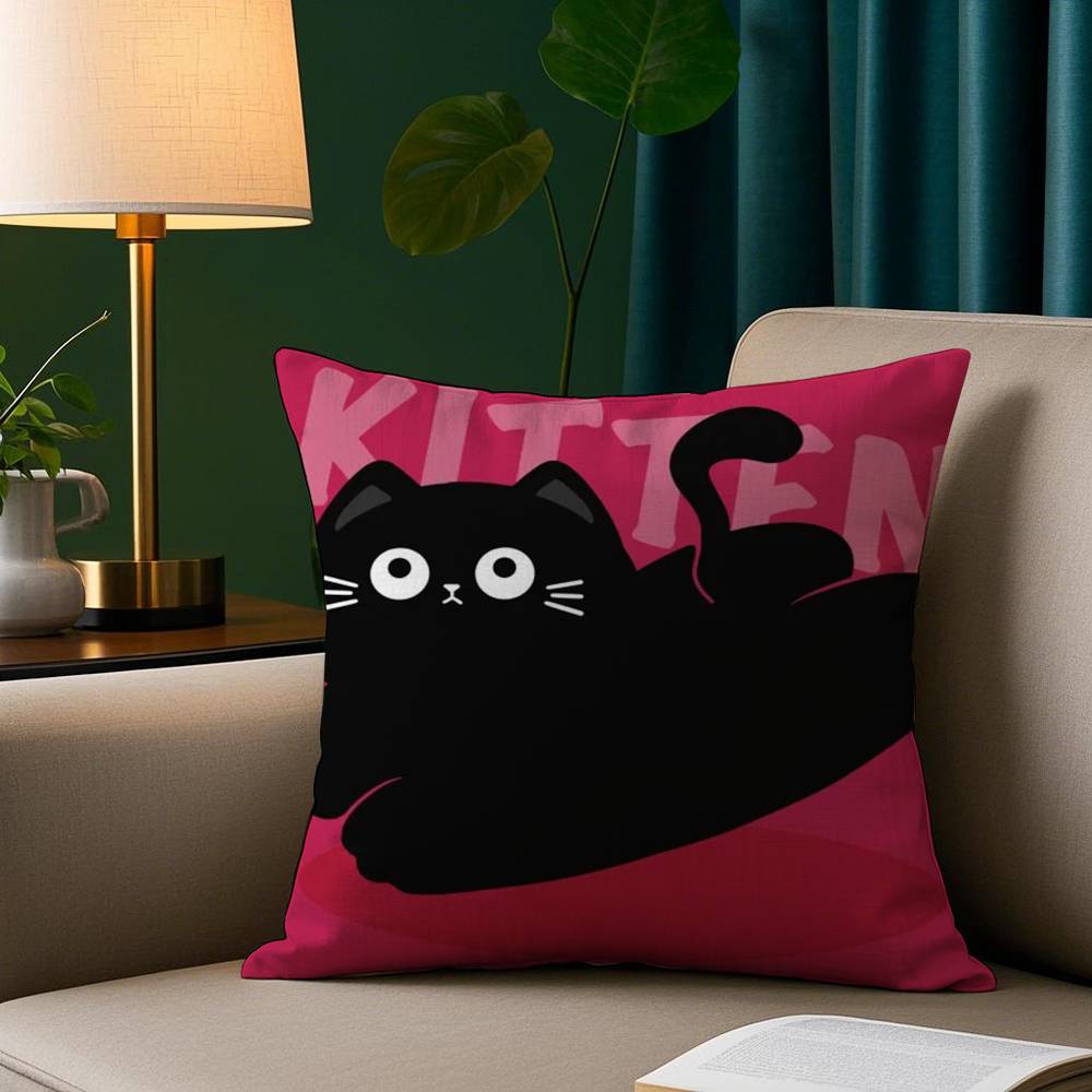 Kawaii Katze Tiere Kissenbezug Plüschstoff Weicher Kissenbezug Doppelseitiger Druck Sofakissenbezug Überwurf