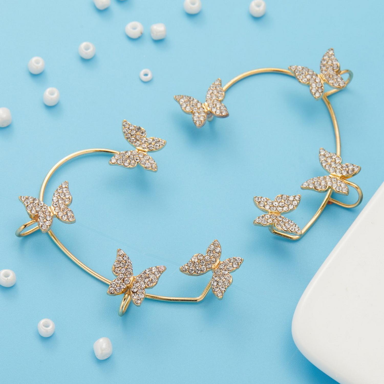 

Vnox Trendy Sparkling Zirconia Butterfly Ear Bone Clip for Women Without Piercing Tassel Ear Cuff Clip Earrings Party Gifts