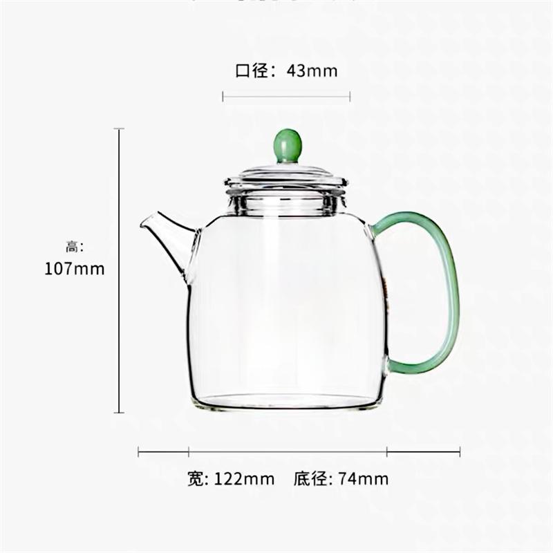 

300 мл Жаростойкий Маленький Стеклянный Чайник Имитация Нефритовой Ручки Мини Чайник для Зеленого Чая Аксессуары для Кунг-фу Чайного Набора на Одного Человека