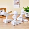 Cute White Humanoid Door Stopper With Non Slip Base Durable Material Perfect For Home Office Bedroom Decor