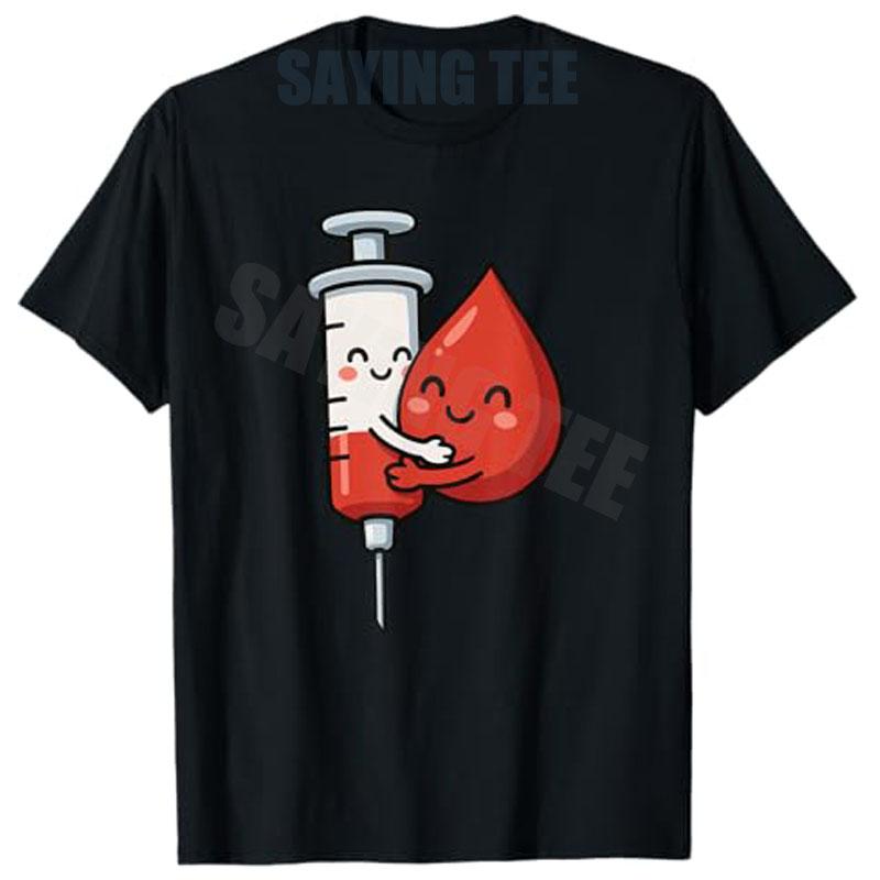 Kawaii Phlebotomist Krankenschwester Humor Blutentnahme Süße Spritze T-Shirt Mädchen Mode Lustig Blutspender Labor Witz Tee Y2k Kunst Pädiatrisch