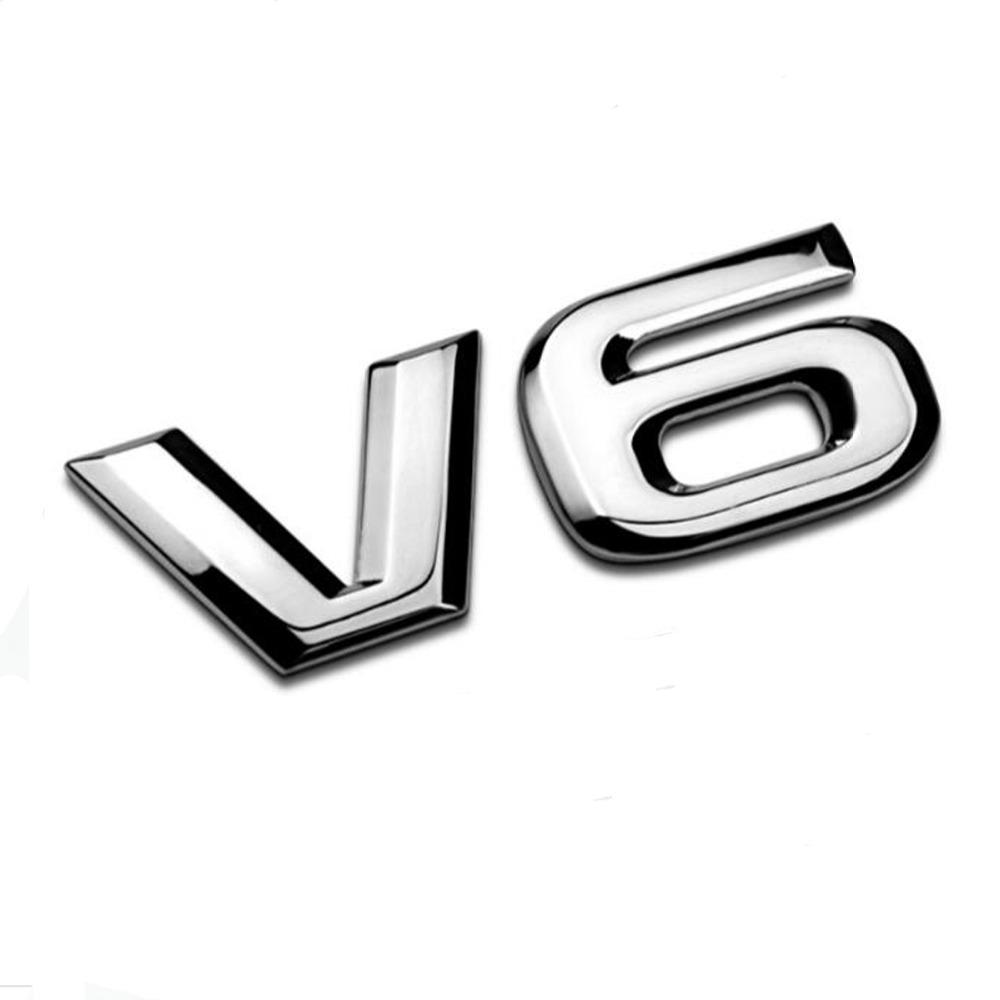 ZZTZZ 3D Metall V6 Motor Display Bilklistermärke Emblem Märke V6 Emblem 3D Märke Lastbilsnamnskylt Klistermärke Dekal Ersättning