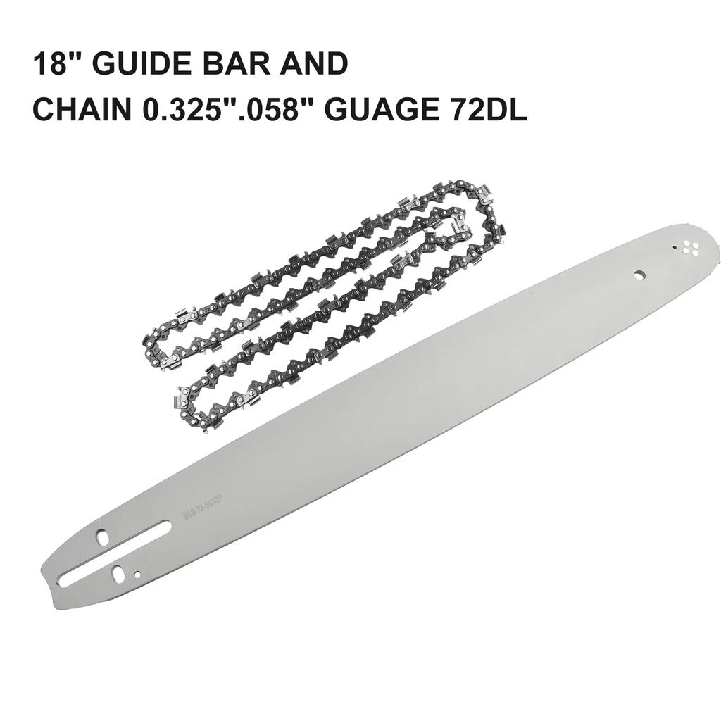 18" Chainsaw Guide Bar+saw Chain Replacement For 62CC 58CC 52CC Chainsaw For Chinese Chainsaw 4500 5200 5800 Grass Trimmer Parts