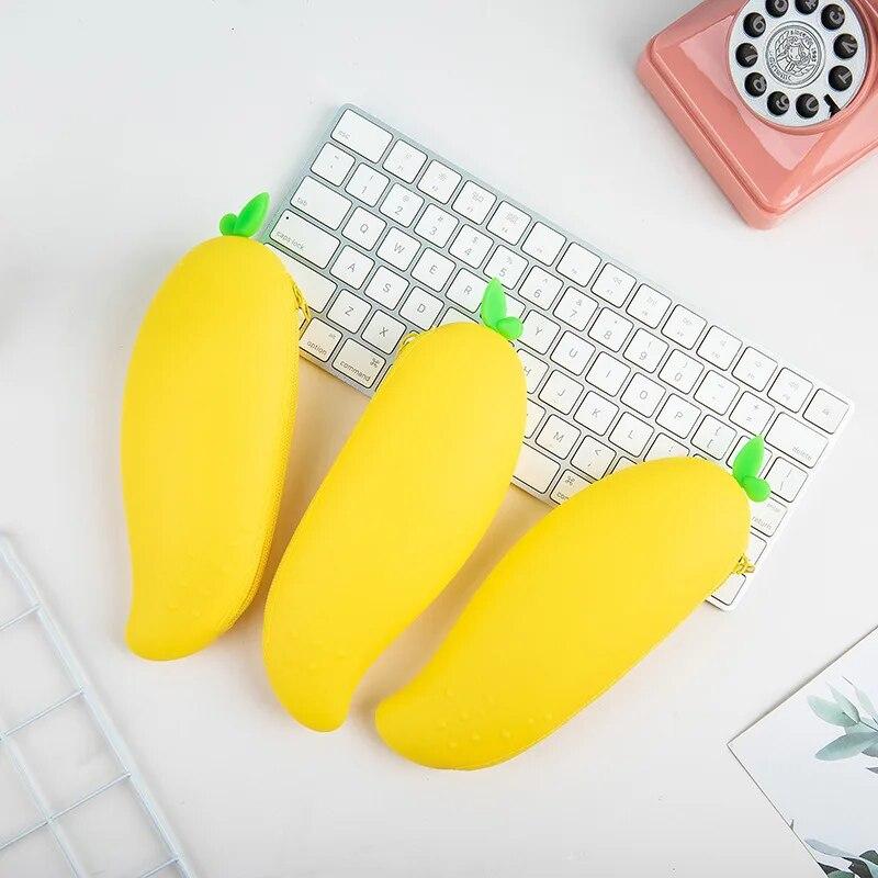 1 Pieces Cute Cartoon Kawaii Vegetables Portable Silicon Pen Pencil Bag Pocket School Stationary