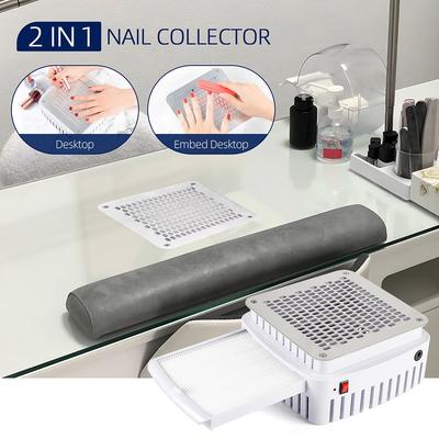 Collecteur de Poussière d'Ongles Professionnel avec Filtre Intégré Aspirateur d'Ongles de Bureau Collecteur de Table de Manucure pour Ongles en Gel