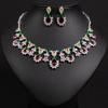 Women's Light Luxury Niche Design Floral Zircon Necklace Earring Set Fashionable And Versatile Pendant Set Daily Accessories