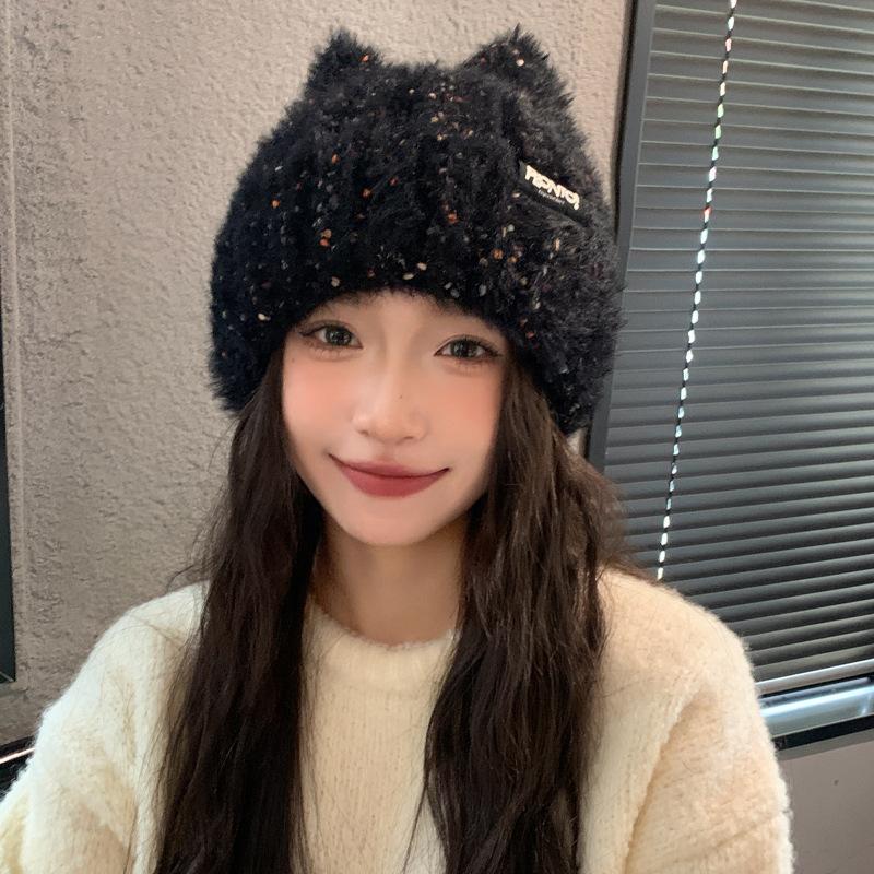 Hat Female Sweet Knitted Hat Small Versatile Cold Warm Ear Protector Hat Wool Pullover Hat Tide