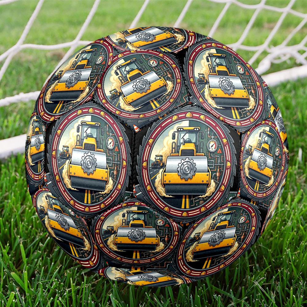Construction Machinery Illustration Round Football Size 5 Adult Ball Suitable for Training Matches and Outdoor Team.