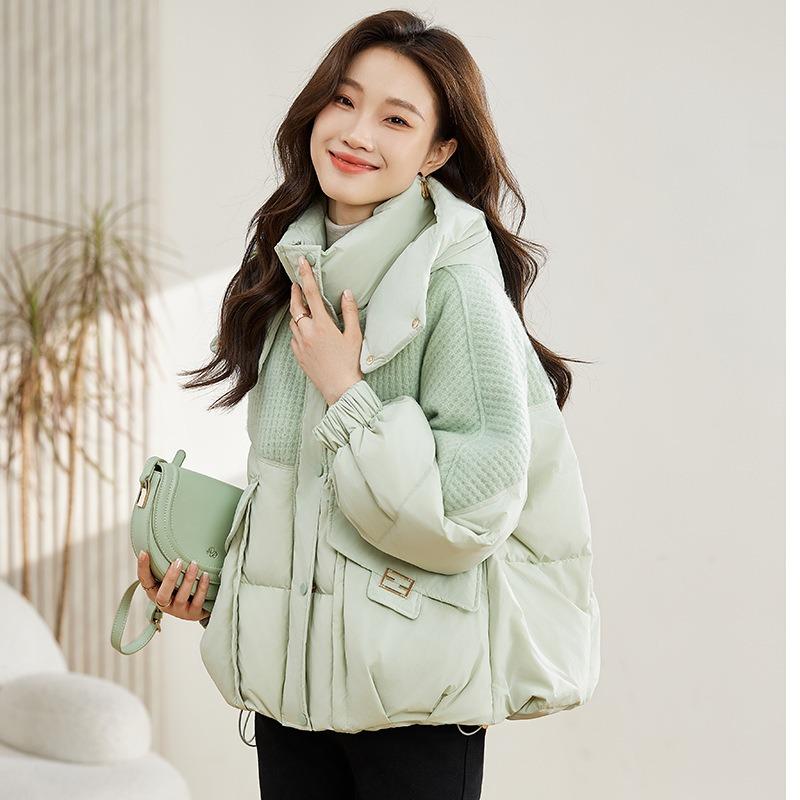 Winter women's small short thickened loose cotton-padded clothes, high-end thermal hooded jacket