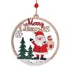 Wooden Christmas Tree Pendant Round Hollow Christmas Ornament Snowman/Santa Claus Elk Hanging Christmas Decoration Farmhouse
