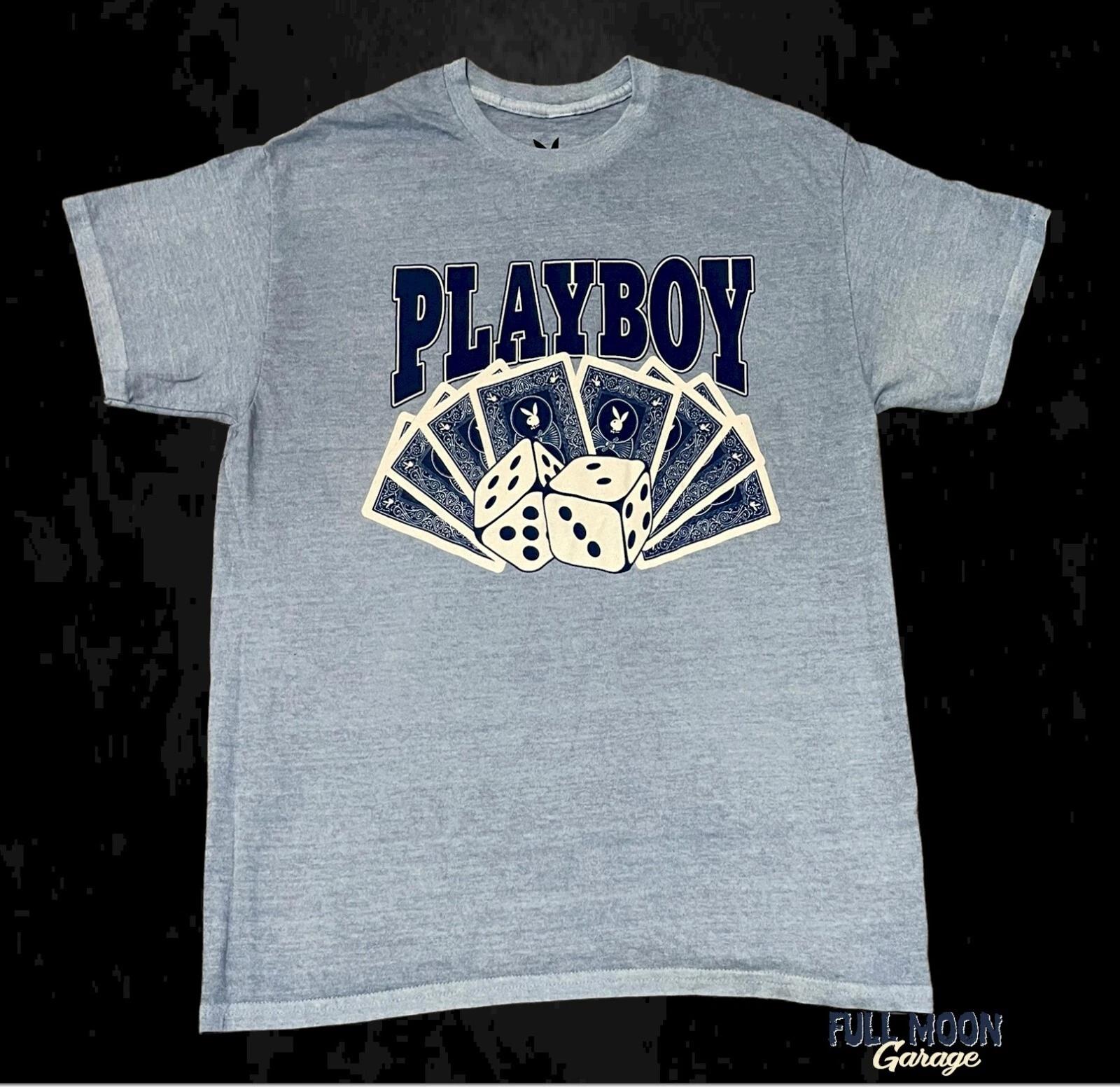 New Playboy Bunny Playing Cards Gamble Men s Throwback T-Shirt 4XL