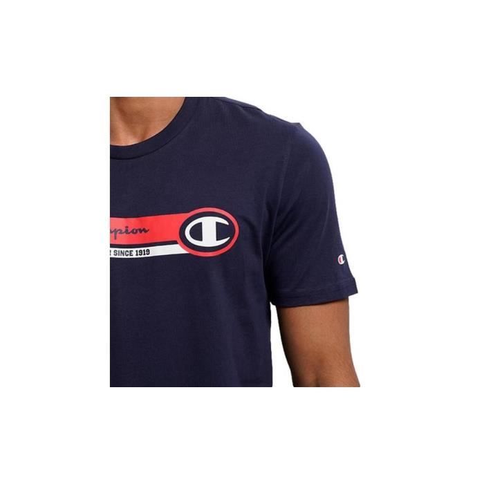 T-shirt - CHAMPION - Crewneck - Bleu Marine - Coton - Manches Courtes