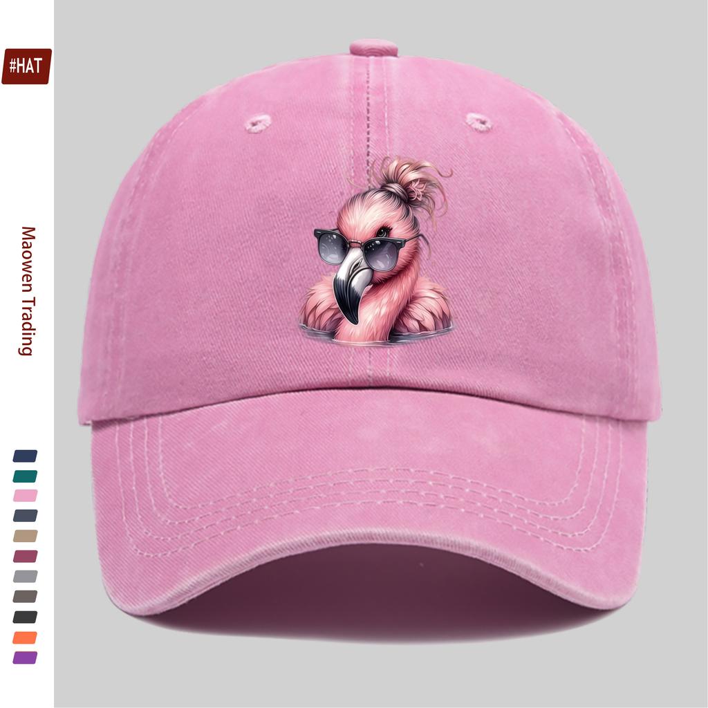 pc Spectacled Flamingo Printed Baseball Cap Travel Leisure Decorative Design Sun Hat Comfortable And Lightweight Adjustable