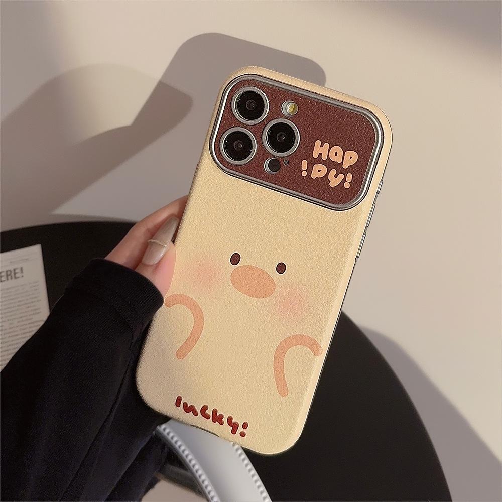 Suitable for Apple 15promax Mobile Phone Case Iphone16 Super Cute Cute Piggy Duckling 17 Leather 13 Anti-fall High Quality