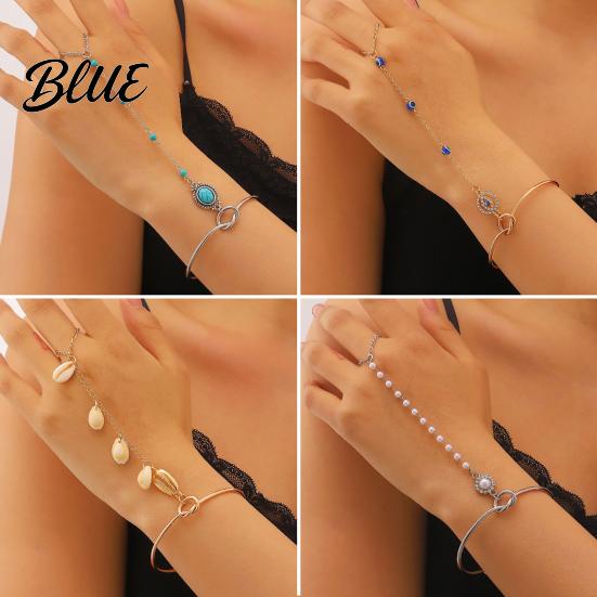 Vacation Style Accessory Fashion Finger Chain & Ring Set Interconnected
