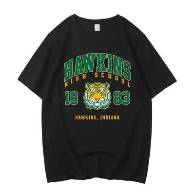 Hohe Qualität Baumwolle Hawkins High School 1983 Print T-Shirt Herren Damen Harajuku T-Shirts Mode Streetwear Lässig Rundhals T-Shirt