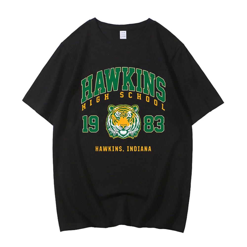 High Quality Cotton Hawkins High School 1983 Print TShirt Men Harajuku Tee Shirts Fashion Streetwear Casual Crewneck Tshirt
