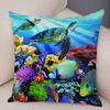 Schildpad Haai Dolfijn Dier Kussensloop Decor Onderwater Wereld Kussenhoes Zachte Pluche Kussensloop voor Bank Huis Auto ,(2)