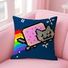 Cute Cat NNyan Cartoon Cushion Cover Natural Linen Pillow Case DoubleSided Print Decorative Sofa Pillowcase Home Decor Gift