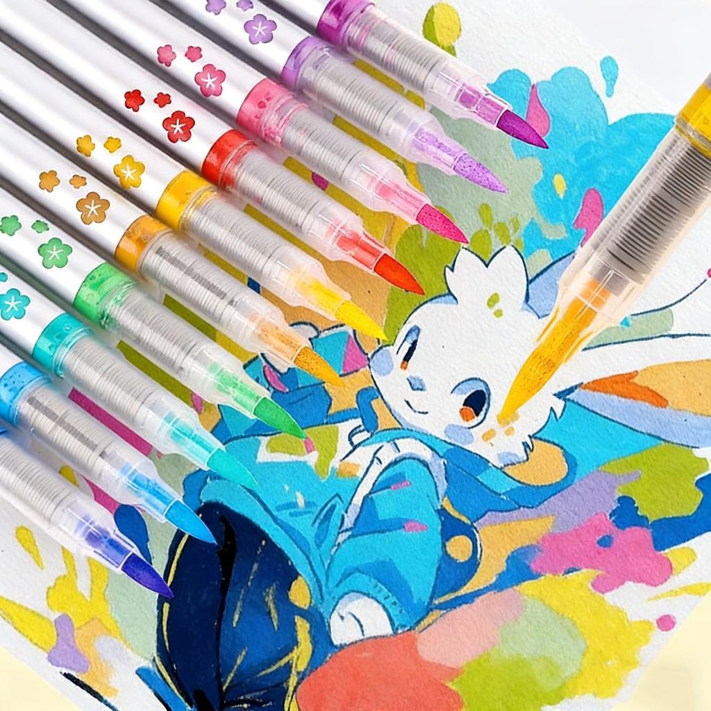 12/18/36 Colors Straight Liquid Acrylic Paint Marker Pens with Soft Brush Tip - Non-bleeding, Layerable, for Fabric, Canvas