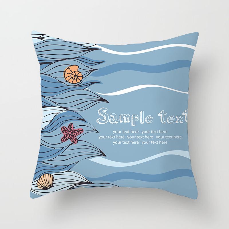 Ins Home Supplies Hand-painted Ocean Car Pillow Office Cushion Cover