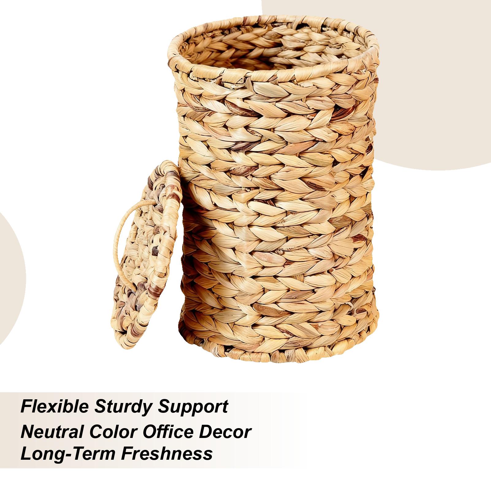 

Плетеная тыквенная трава Мусорное ведро Рустикальное плетеное из тыквенной травы Мусорное ведро Декоративное мусорное ведро с крышкой для кухни, спальни, ванной комнаты CN