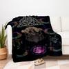 " Moon Phase Goddess and Dogs Wallpaper "Blanket Flannel Throw Blanket for Sofa, Bed, Travel, Camping, Office