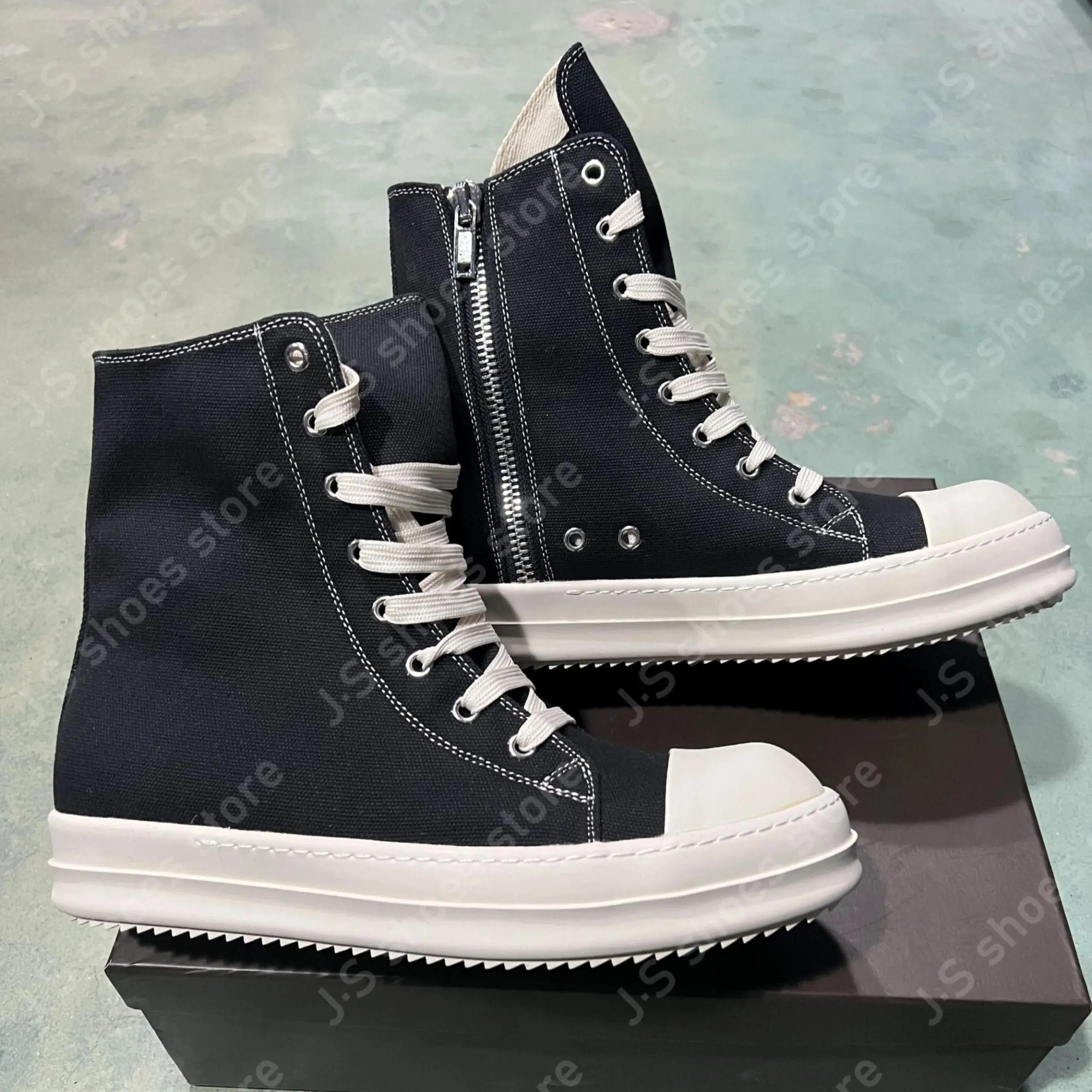 

R-o Уличные черные парусиновые высокие кеды Классический дизайн Мужская обувь Ботинки Белая нить Молния Женские ботильоны Повседневные кроссовки 48 чёрный