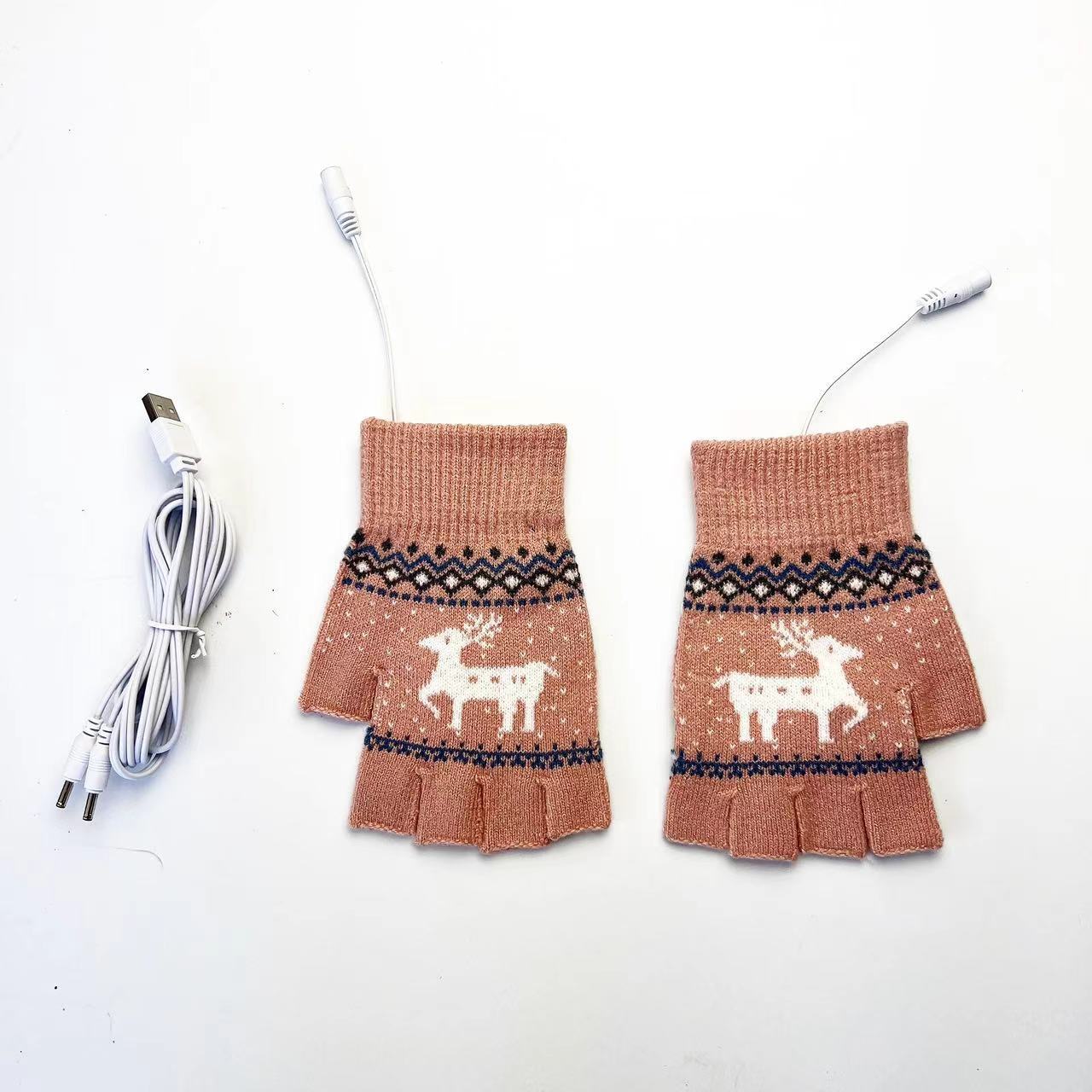 

Перчатки с полупальцами и электрическим подогревом от USB для женщин, зимы, осени и зимы, для велоспорта, шерстяные, милые и сладкие, с пятью пальцами, корейский стиль, новые average size