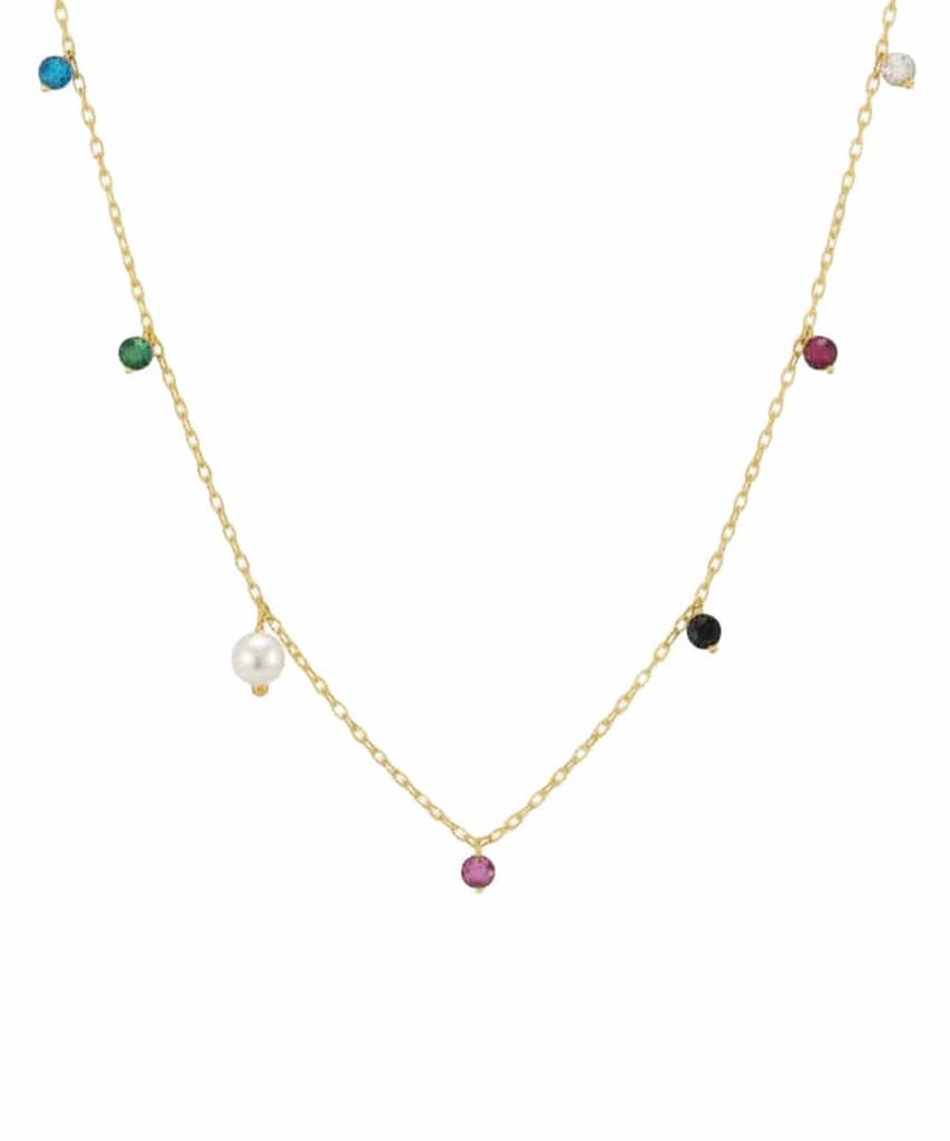 Alleun Silver 925 Chain Gemstone Choker Rainbow Pearl Silver Necklace