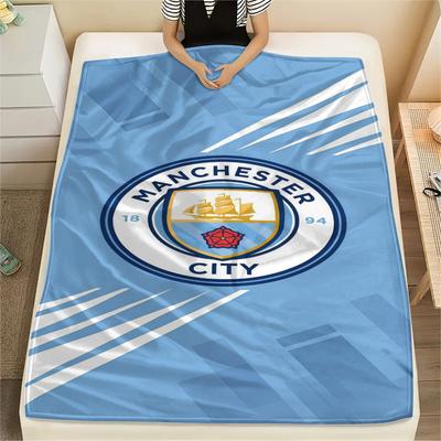 Manchester City Team Print FlAannel Blanket, High Quality Comfortable for All Seasons, Home Decor, Warmth and Comfort