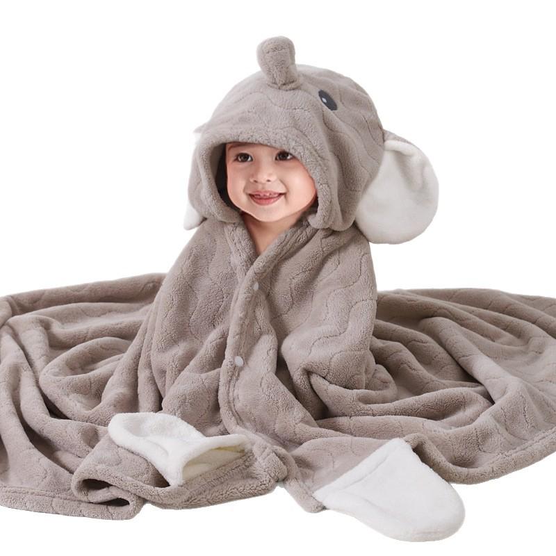 Thick Absorbent Hooded Bath Cloak for Newborns and Children