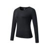 Running Training Soft Stretch Round Neck Long Sleeve T-Shirt Women Tops Black SC1240031A-BK01