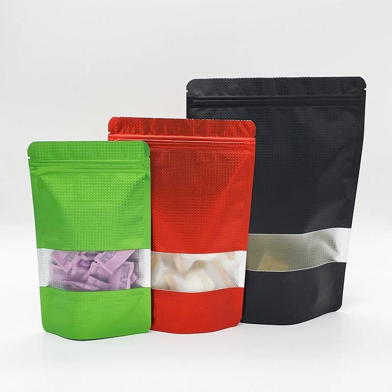Colorful Embossed Window Standing Aluminum Foil Bag, High-end Moisture-proof and Light Avoiding Sealed Bag, Standing Visible Window Snack Packaging