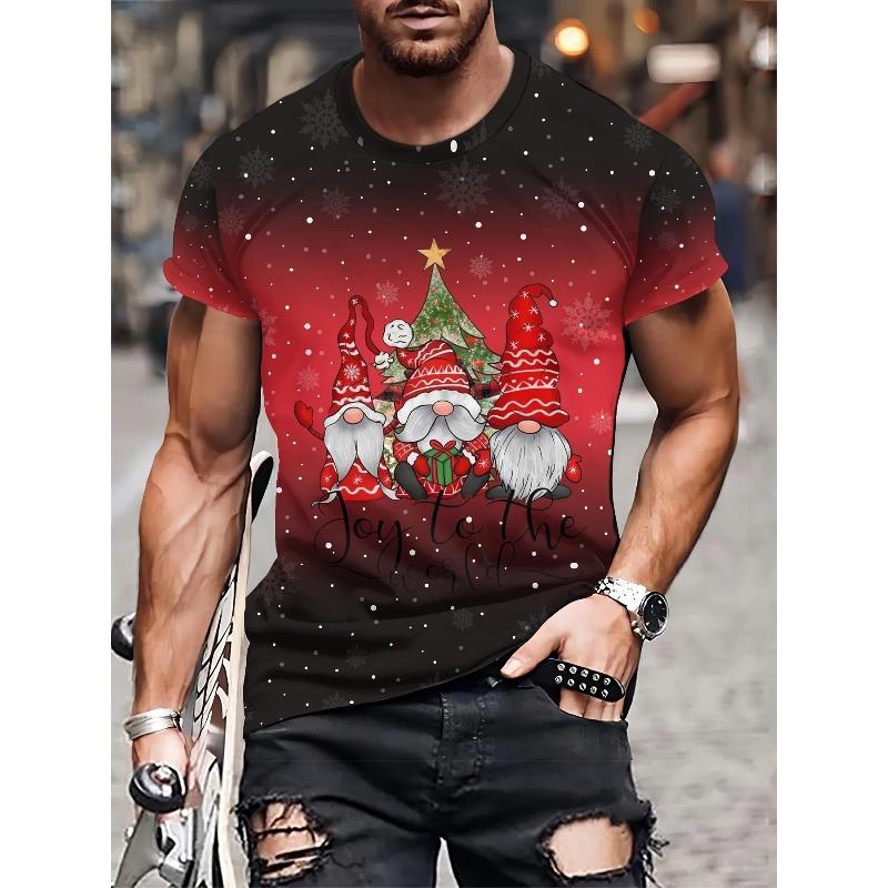 

Летняя мужская удобная модная футболка с 3D цифровой печатью Санта-Клауса - Мягкая среднеэластичная ткань из полиэфирного волокна, летняя свободная повседневная одежда 6XL